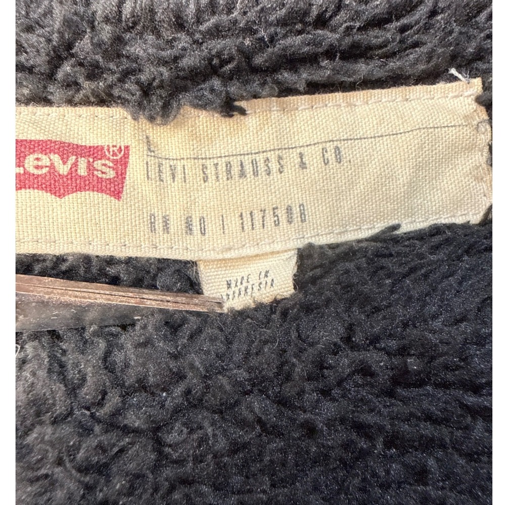 Levi's Jacket Mens Large Hooded Sherpa Lined Brown Plaid Full Zip EUC - Picture 3 of 8